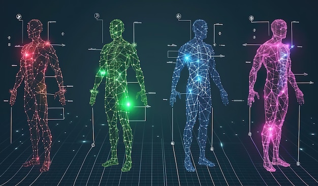 Interfaz médica futurista visualización detallada de la anatomía humana y los sistemas complementados