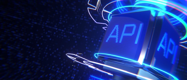 Interfaz de programación de aplicaciones API Herramienta de desarrollo de software Tecnología moderna de negocios internet y concepto de red 3d render