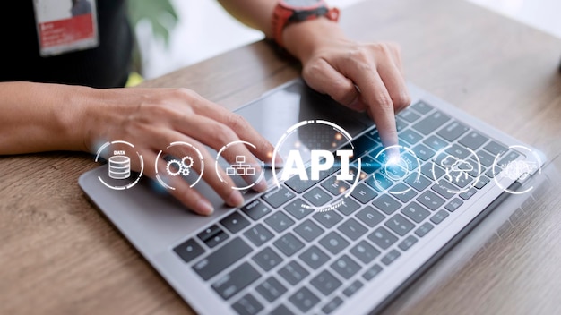 Interfaz de programación de aplicaciones API Herramienta de desarrollo de software Tecnología moderna de negocios Internet y concepto de redes