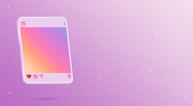 Foto interfaz de redes sociales 3d de publicación de instagram