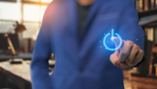 Interfaz táctil moderna con el icono del botón de encendido