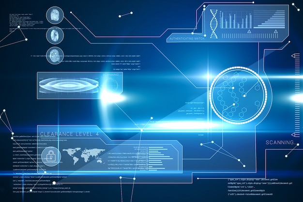 Interfaz de tecnología azul generada digitalmente con brillo