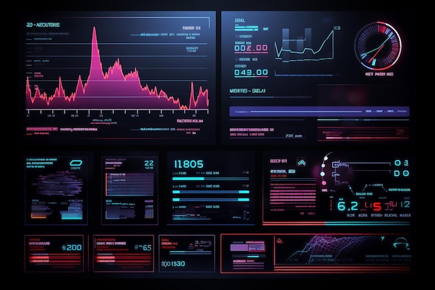 Interfaz de usuario de gráfico de mercado digital de finanzas futuristas con concepto gráfico de hud de tecnología de diagrama
