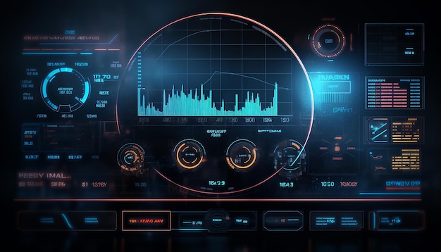 Foto interfaz de usuario de gráfico de mercado digital de finanzas futuristas con diagrama concepto gráfico de tecnología hud