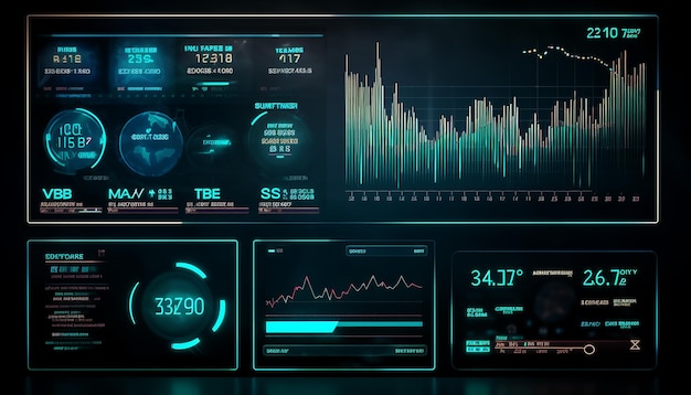 Interfaz de usuario de gráfico de mercado digital de finanzas futuristas con diagrama Concepto gráfico de tecnología hud