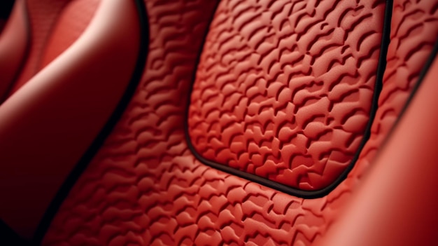 Interieur aus modernem Sportwagen aus rotem, sandperforiertem Leder Ai Generative