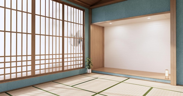 Interieur, leerer Mintraum im japanischen Stil. 3D-Rendering