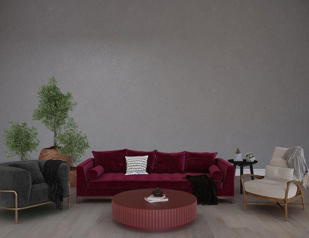 Interieur Modernes Wohnzimmer Wandmodell