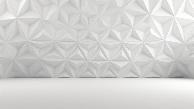 Interior 3d blanco abstracto con patrón poligonal
