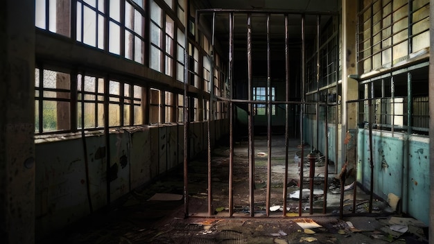 interior abandonado da prisão
