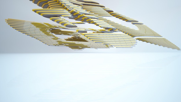Interior abstrato de óculos de gradiente branco e colorido de cubos de matriz com grande janela 3D