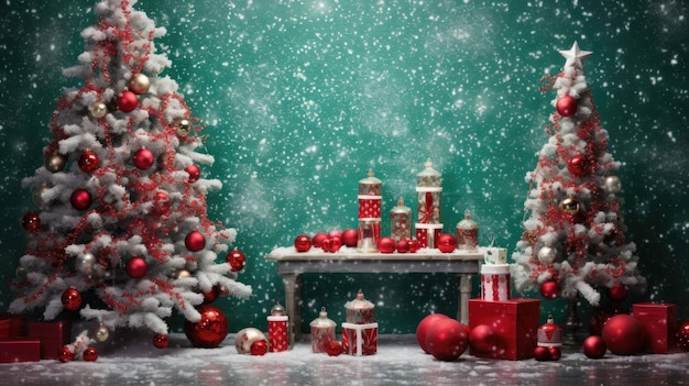 Interior acogedor de invierno o navidad Decoraciones árbol de navidad regalos y accesorios AI generado