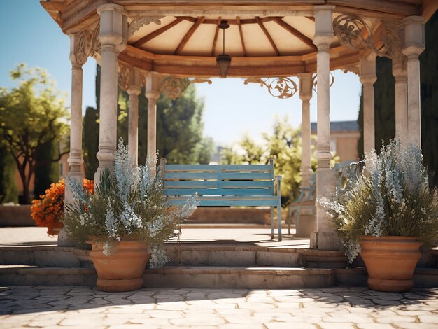 Interior aconchegante de gazebo da Provença com configuração de sala elegante Geração de IA