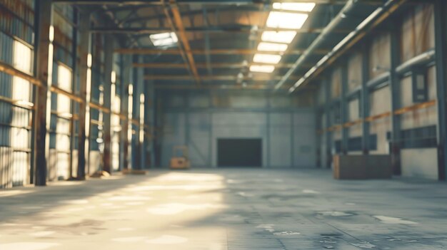 Foto el interior del almacén borroso el almacén vacío sin nadie el interior del antiguo almacén con ia generativa