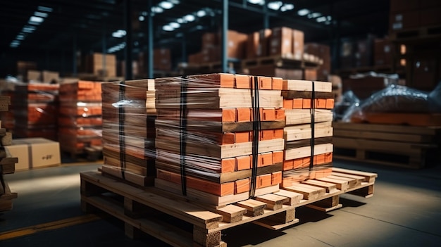 Interior del almacén con cajas y cajas.