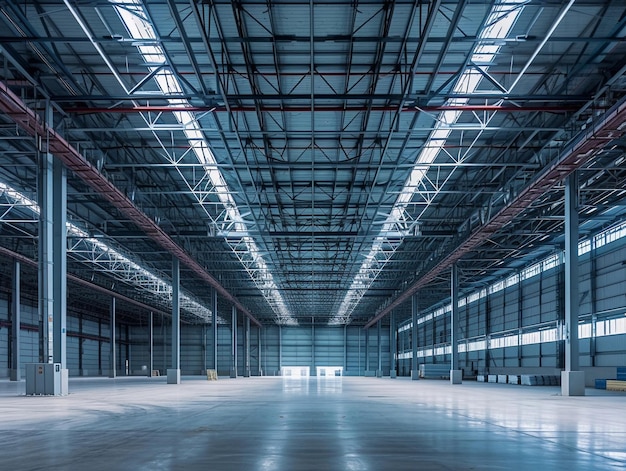 Foto interior de un almacén industrial moderno