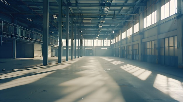 Foto el interior del almacén vacío limpia y vacía sala industrial industrial e indu generativa ai