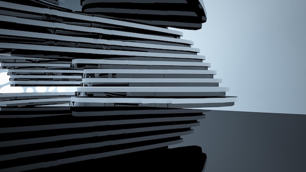 Interior arquitectónico abstracto de brillo blanco y negro de una casa minimalista con grandes ventanas