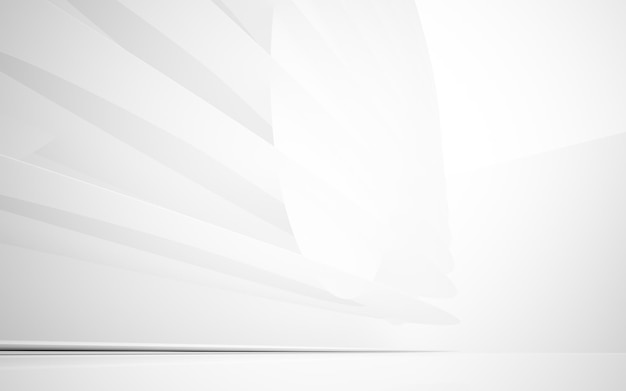 Interior arquitectónico minimalista blanco abstracto con ventana. Ilustración y renderizado 3D.