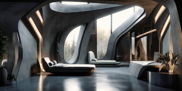 Interior de arquitectura futurista