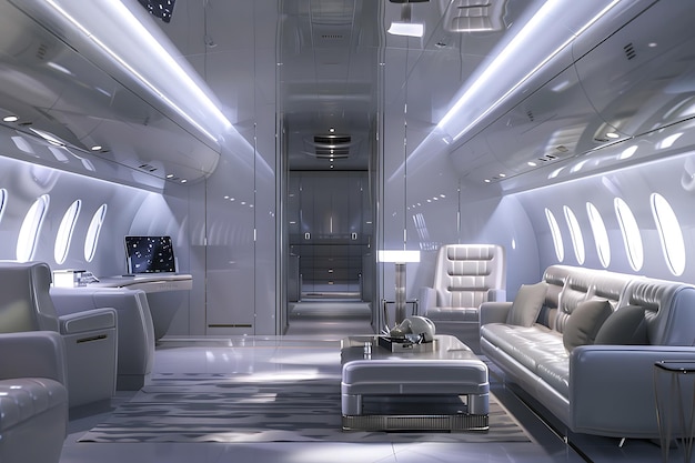 Interior de un avión comercial Diseño interior