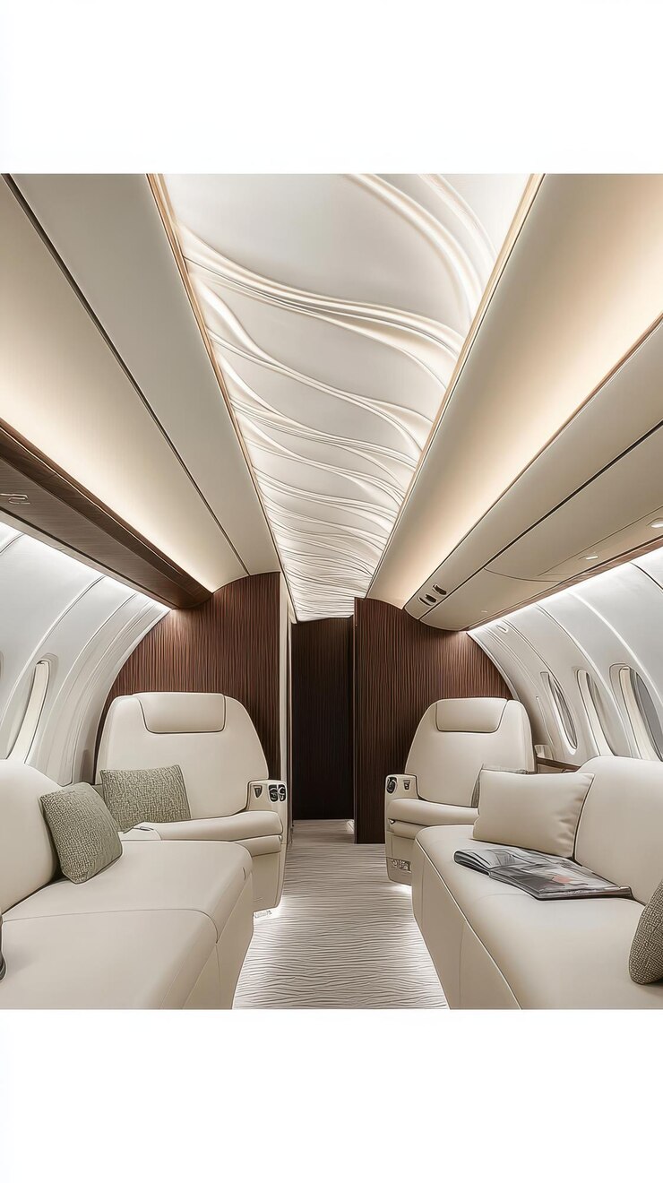 el interior de un avión con el interior de él