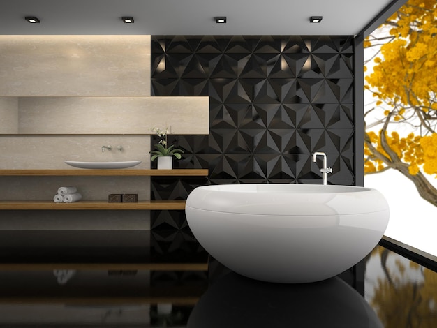 Foto interior de baño elegante renderizado 3d