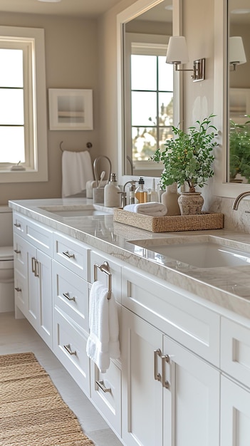 El interior del baño minimalista es de estilo californiano del sur.