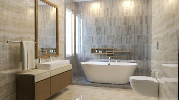Interior de baño moderno de renderizado 3D