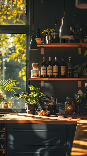 Interior del bar con diseño moderno