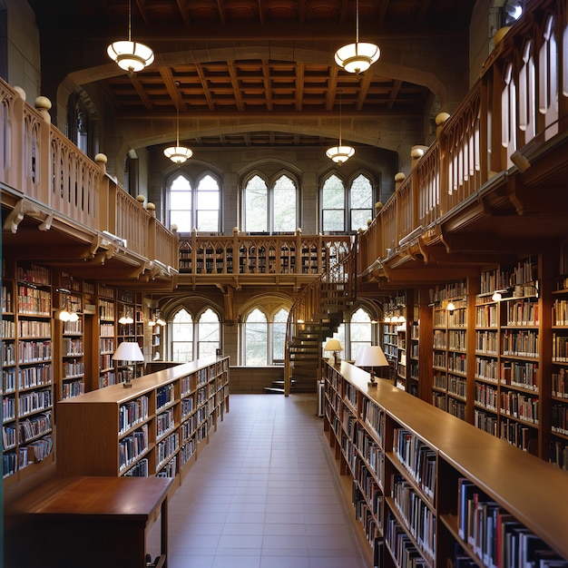 Foto el interior de una biblioteca