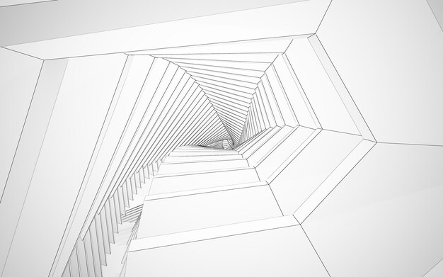 Foto el interior blanco abstracto destaca el futuro dibujo de polígonos fondo arquitectónico 3d