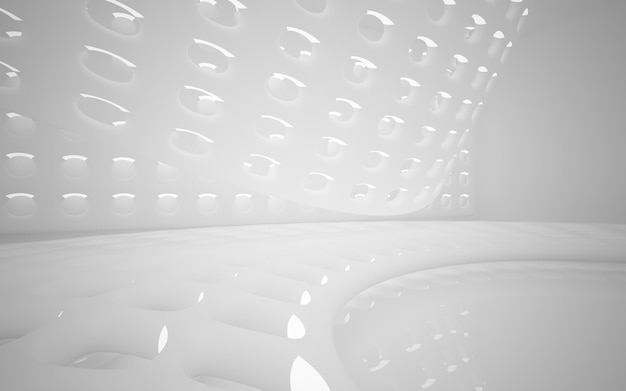 El interior blanco abstracto destaca el futuro Fondo arquitectónico Ilustración y representación 3D