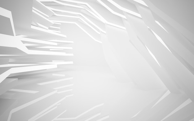El interior blanco abstracto destaca la ilustración y representación 3D del fondo arquitectónico futuro