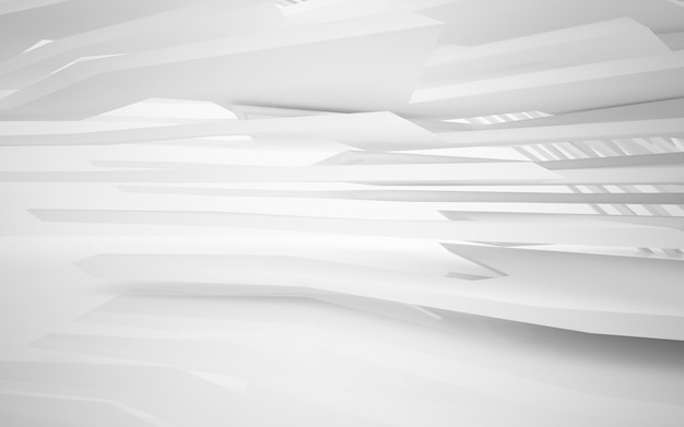 El interior blanco abstracto destaca la ilustración y representación 3D del fondo arquitectónico futuro