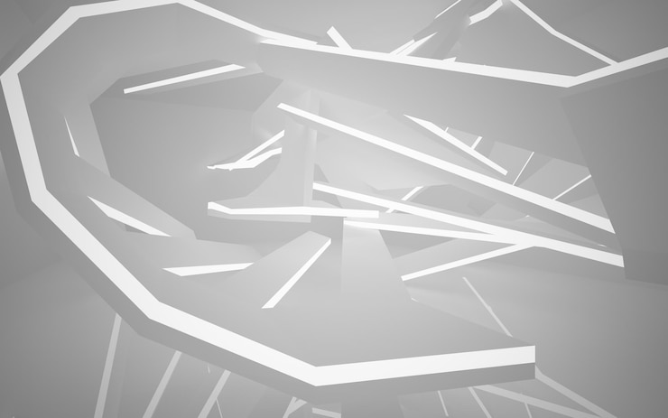 Foto el interior blanco abstracto destaca la ilustración y representación 3d del fondo arquitectónico futuro