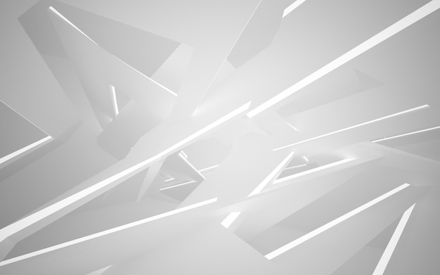 El interior blanco abstracto destaca la ilustración y representación 3D del fondo arquitectónico futuro