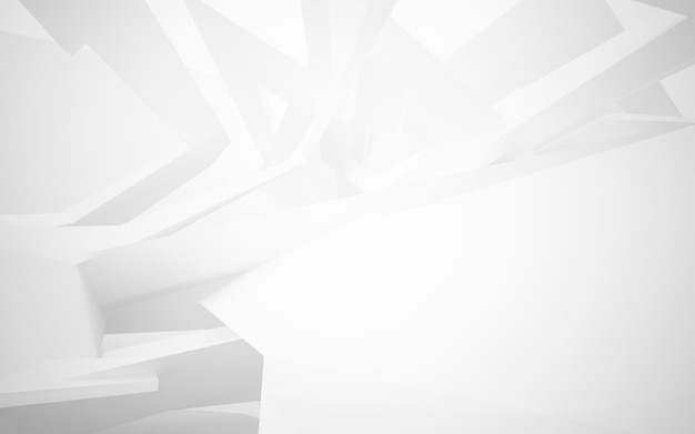 El interior blanco abstracto destaca la ilustración y representación 3D del fondo arquitectónico futuro