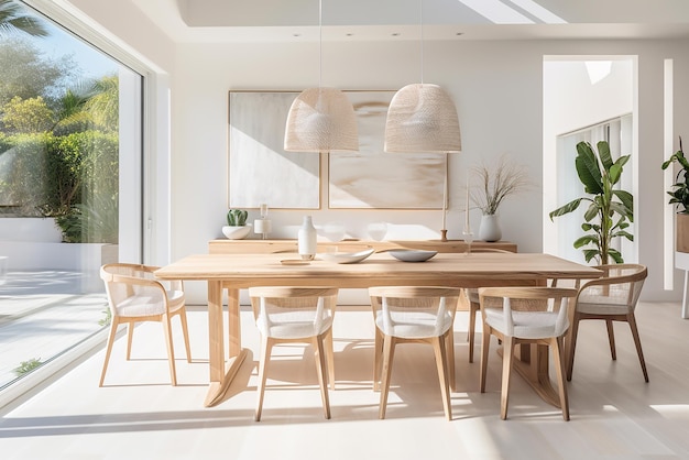 El interior blanco de una sala de estar.