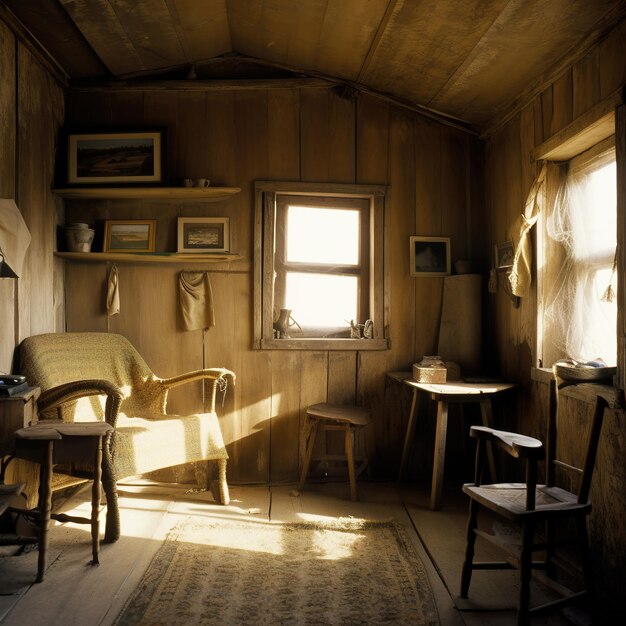 Foto un interior de una cabaña del fideicomiso nacional