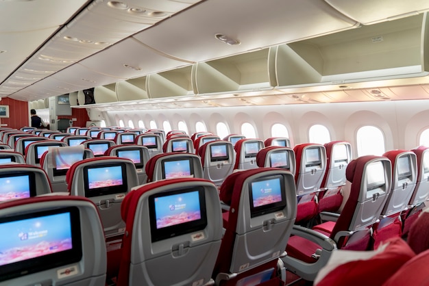 Interior de la cabina del avión