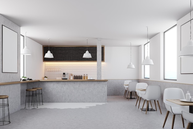 El interior del café es blanco.