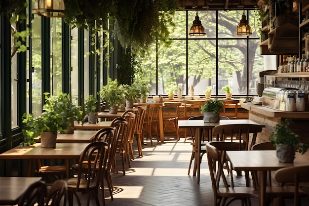 Interior de una cafetería moderna