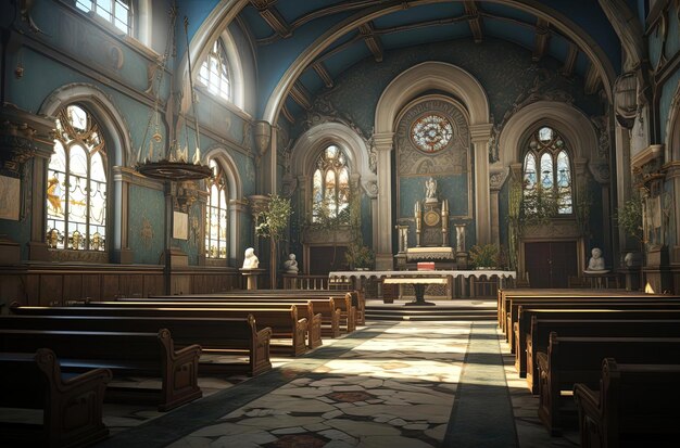 Foto el interior de una capilla en el estilo de espacios expansivos