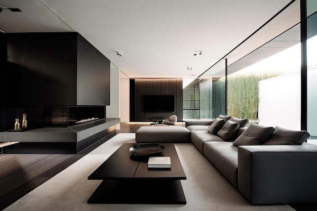 Interior de una casa minimalista con muebles modernos y una decoración elegante