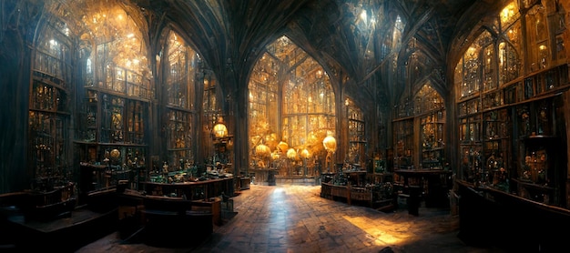 El interior del castillo de Hogwarts.