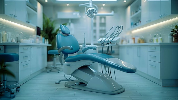 Interior de una clínica dental moderna con silla