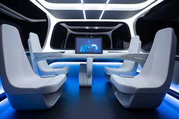 Foto interior de coche eléctrico autónomo generativo ai