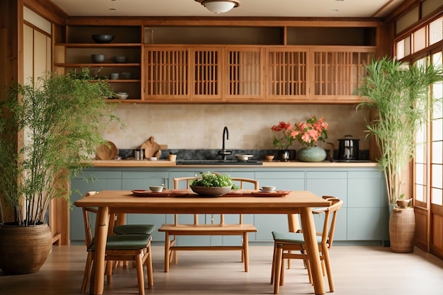 Interior de cocina de estilo japonés.