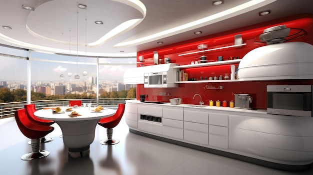 Interior de cocina futurista moderno IA generativa
